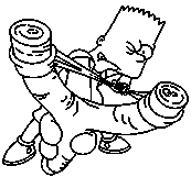 coloriage bart simpson joue au lance pierre